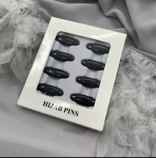 HIJAB SCARF SAFETY PINS MUSLIM HIJAB FASHION QUALITY PINS SNAG FREE BLACK 8 PC