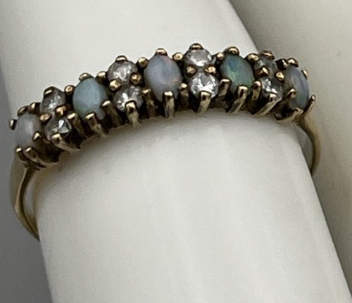 Vintage 9ct gold opal diamond - vintage,