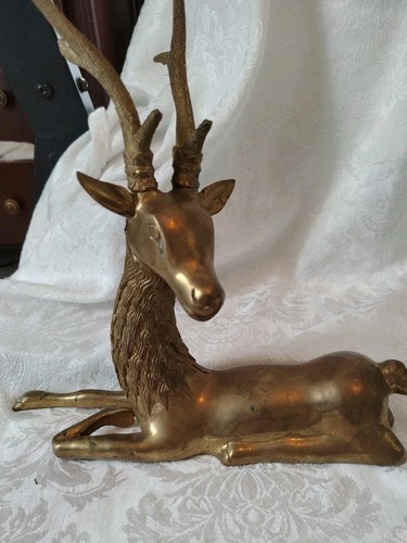 Large heavy brass antelope - large,