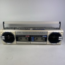 Vintage Boombox Sharp QT-77 dual cassette radio recorder (radio & 1 tape work)