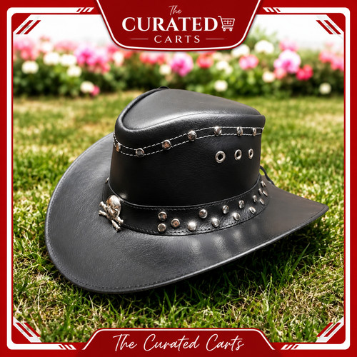 Black genuine leather cowboy - genuine,
