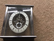 Acctim Vermont Mantel Clock Quartz Polished Metal Floating Effect Glass Silver