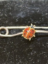 Antique Edwardian 9ct Gold Enamel Ladybird Bar Brooch c1910 in Original Box