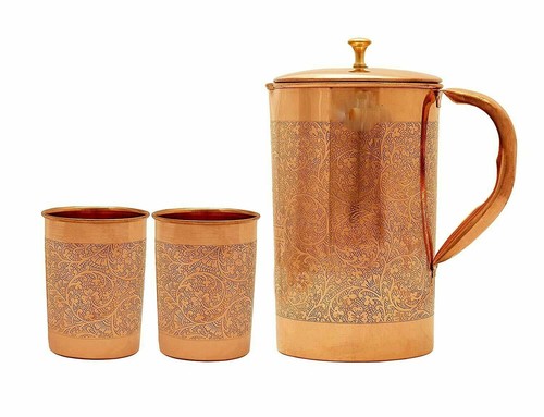 Copper jug with tumbler - jug,