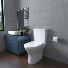 Bathroom Modern Close Coupled Toilet Slim Soft Close Seat Short Projection WC