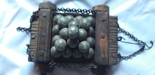 Vintage 1500s Artillery Ammunition Cart Model with Cannonballs Display.very Old