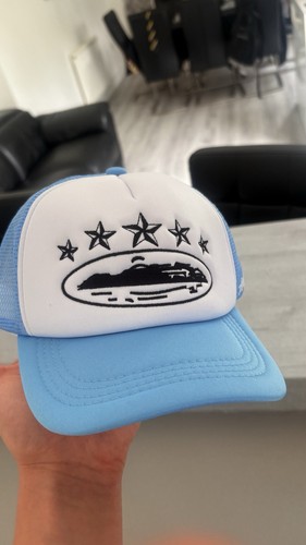Blue white cortiez hat - white,