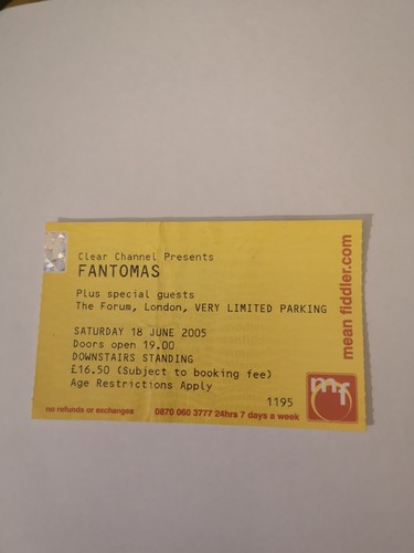 Fantŏmas gig ticket stub july - ticket,