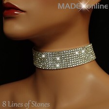 Bling Choker, Silver Plated Diamante Sparkle Stretchy Necklace