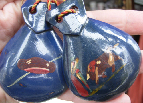 Pair vintage blue wooden - pair,