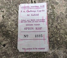 1970's Liverpool FC. Unnamed / Undated General FA Cup Tie Game Ticket Stub