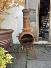 Rusty Cast Iron Chimnea Heavy Garden Heater 