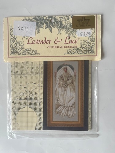 Lavender and lace cross stitch - cross,