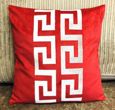 Greek keys Border Red & Silver Middle Greek Border Decorative pillow throw Cover