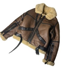 RAF Men's B-3 Jacket WW2 US Navy Aviator Flying Irvin Fur Shearling Real Leather