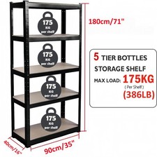 Heavy Duty 5 Tier Metal Garage Shelves Shelving Racking Storage Boltless Shelf