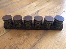 Vintage Hornsea Pottery Set of 6 Green Heirloom Spices And Spice Rack