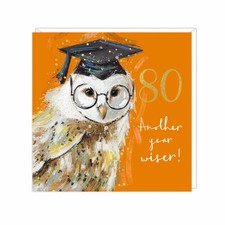 80th Birthday Card - Owl