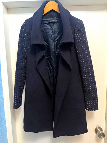 Zara black coat with studded - zara,