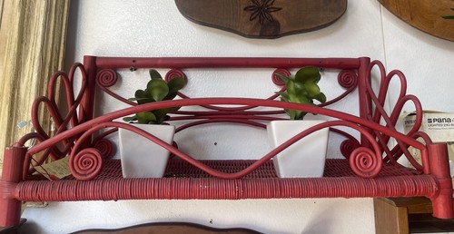 Vintage red wicker rattan - red,