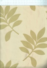 Pair Lined Curtains: Green-Gold Leaves on Cream Samuel Simpson? 196 x 164cm drop