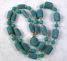 VINTAGE DYED BLUE CORAL BEAD