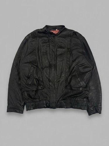 Vintage 90s black real leather - black,