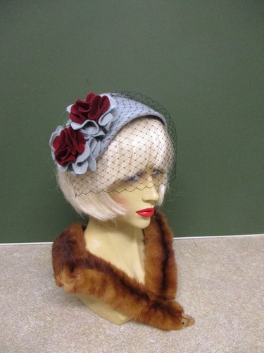 1940s ladies grey burgundy - 1940s,