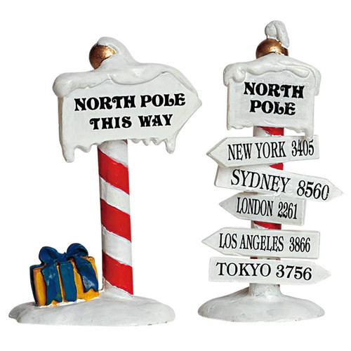 Lemax north pole signs - north,