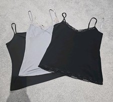 X3 Strappy Vest Top Bundle Black Grey Lace Size 10 12 Oasis George Miso Stretch