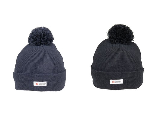 Men knitted bobble hat navy - men's,