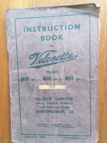 Velocette mov 250 mac 350 - , mss