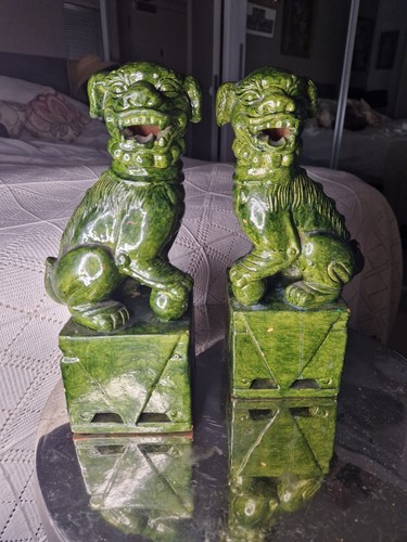 Antique foo lucky dogs jade - foo,