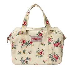 Cath Kidston London Box Bag 2 Handles White Floral Print Red Roses Oilcloth