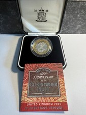 2005 GUNPOWDER PLOT £ TWO POUND SILVER PIEDFORT PROOF COIN + BOX & CERTIFICATE