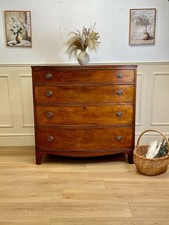 Antique Georgian Farmhouse Country Style Bow Front Chest of Drawers Restored