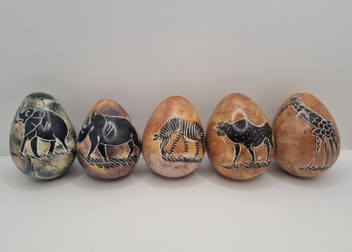 Hand carved stone eggs - 5,