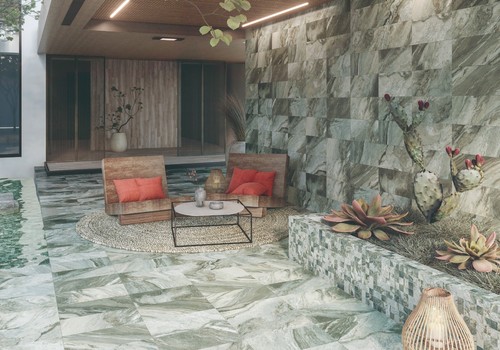 Green grey textured slate - &,