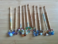 10 Wood Lace Making  Bobbins With Spangles # 15