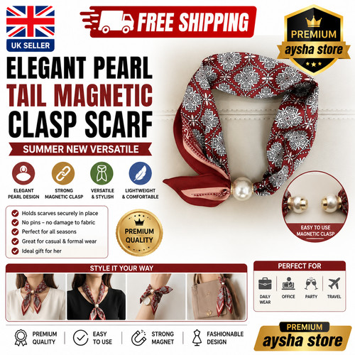 Pearl magnetic clasp scarf - pearl,