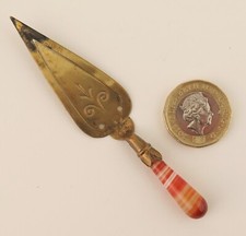 Victorian brass and banded agate bookmark. Masonic