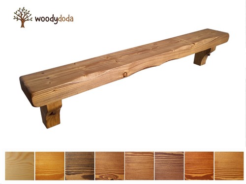 Rustic pine mantle shelf - shelf,