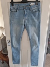 (8) Primark Mens Pale Denim Super Skinny Jeans 34 Inch Waist 32 Inch  Leg