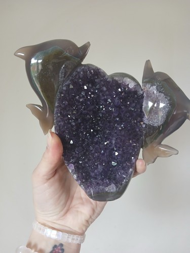 Amethyst agate dolphins - amethyst,
