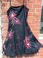  Black Red Embroidered Dress