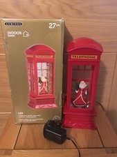 TELEPHONE BOOTH WITH SANTA AND SWIRLING SNOW EFFECT ORNAMENT