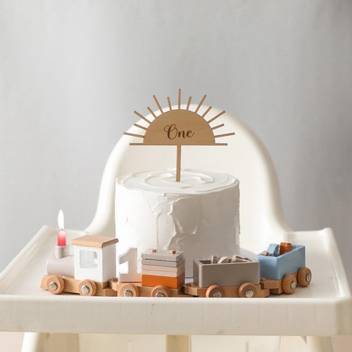 Wooden train birthday toy - wooden,