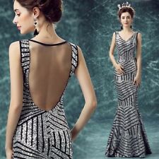 New Women Black Party Dress Silver