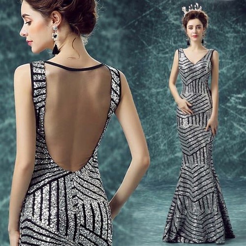 Black party dress silver - party,