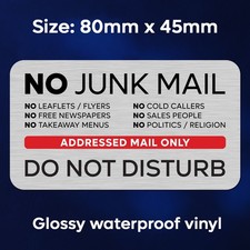 NO JUNK MAIL Sign,  No Cold